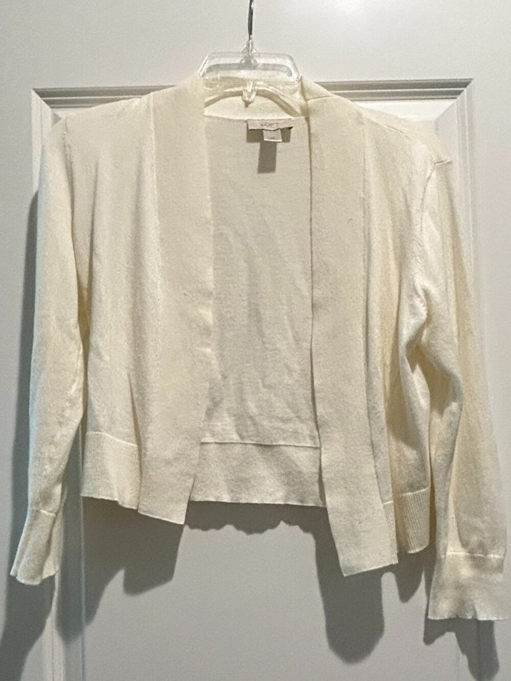 Womens Loft Outlet Cardigan Open Cropped Cream Size XS Extra Small